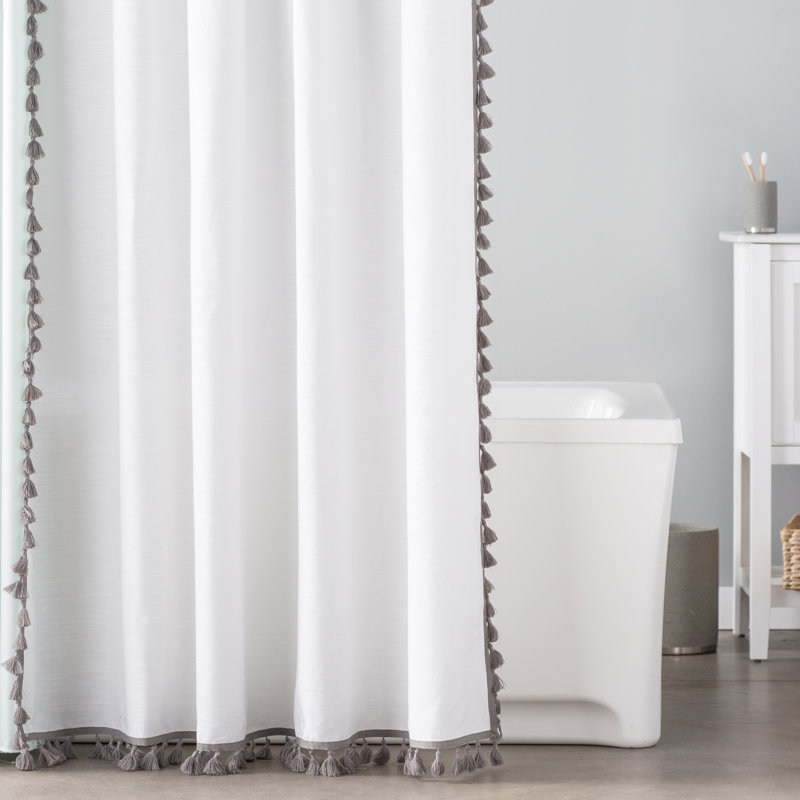 Eider & Ivory Angelia 100 Cotton Tassel Single Shower Curtain